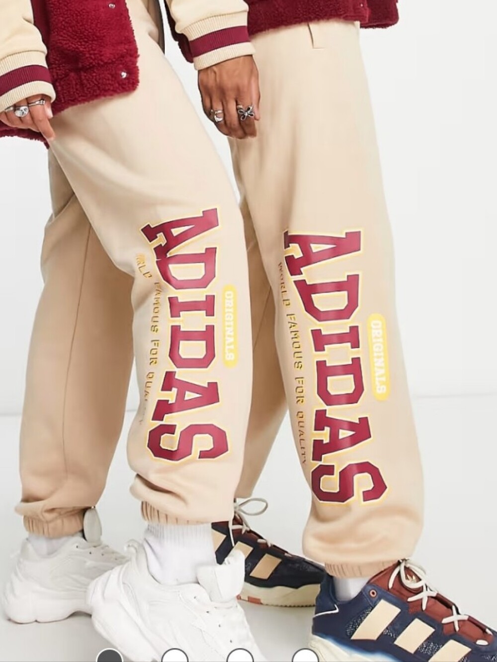 Adidas Originals Preppy Varsity Logo Oversized Sweatpants Suze 2X In EUC